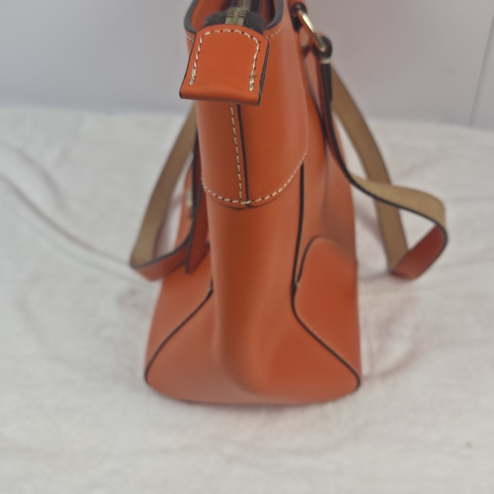 Dooney & Bourke "MILA" Pumpkin Color/Large Leather Tote Bag With Dust Cover - Picture 6 of 16